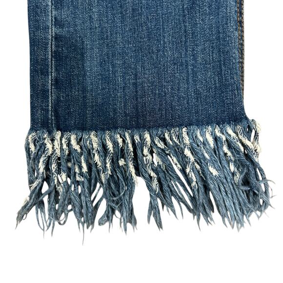 Judy Blue I'm So Frayed Cropped fit Jeans 15 / 32 Blue Mid Rise Boho Hippie - Picture 7 of 10